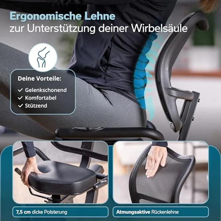Skandika Cykling P8-H Comfort, Liege-Ergometer mit LCD Display, Magnetbremse, 16 Widerstandsstufen, Bluetooth, für Körpergrößen bis 195 cm und 120 kg – Bild 2