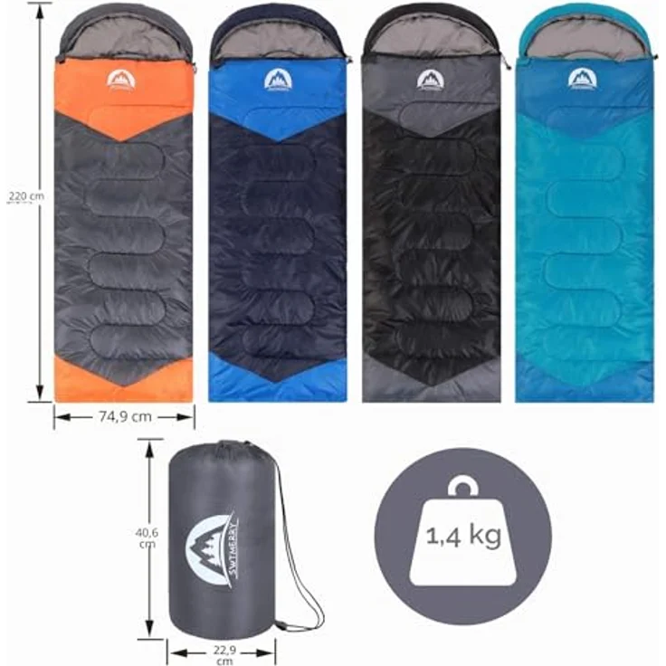 SWTMERRY Schlafsack für 3-4 Jahreszeiten, wasserdicht und atmungsaktiv, leicht, für Jugendliche und Erwachsene, ideal zum Wandern und Campen – Bild 2
