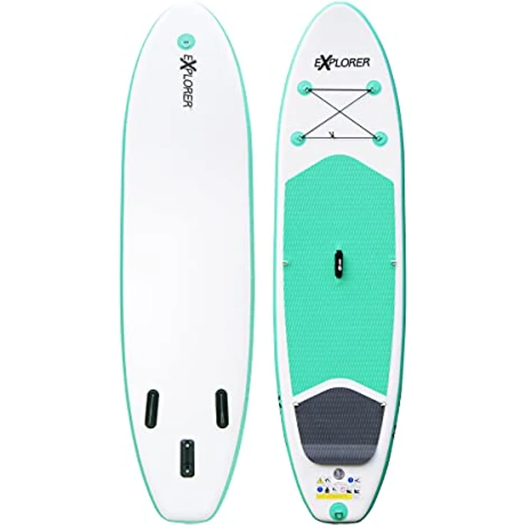 EXPLORER Inflatable SUP-Board Stand Up Paddleset Explorer 300, (Set, 6 tlg) - Aluminium Paddel, Anti-Rutsch-Oberfläche, Gepäcknetz, Doppelhub-Kolbenpumpe – Bild 3