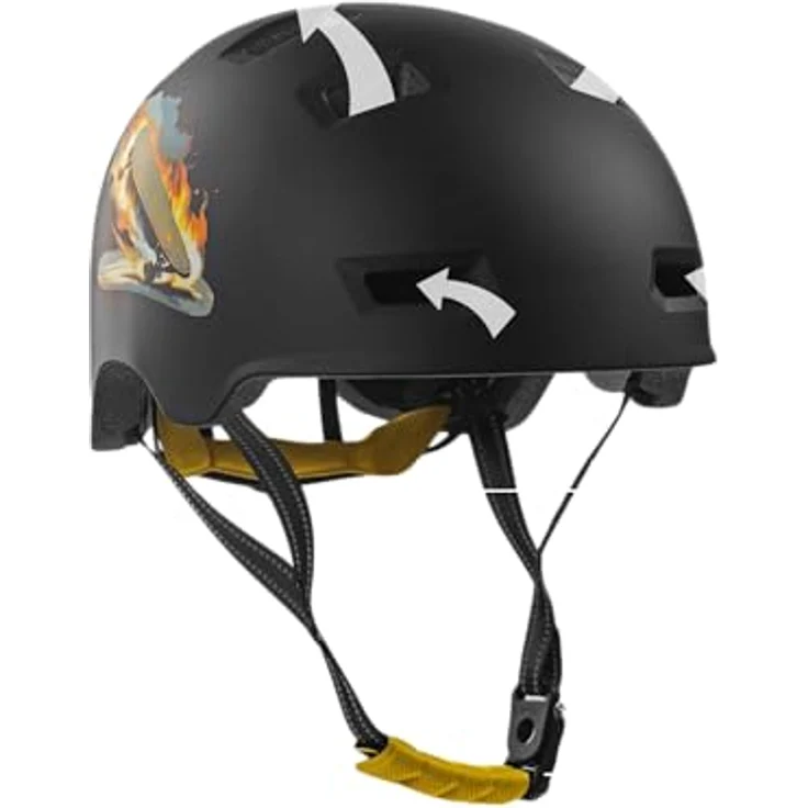 Crazy Safety Rampage, Skater- und Fahrradhelm für Kinder, ergonomisch, schwarz, EN1078 zertifiziert, leichtgewichtig mit Belüftungssystem – Bild 3