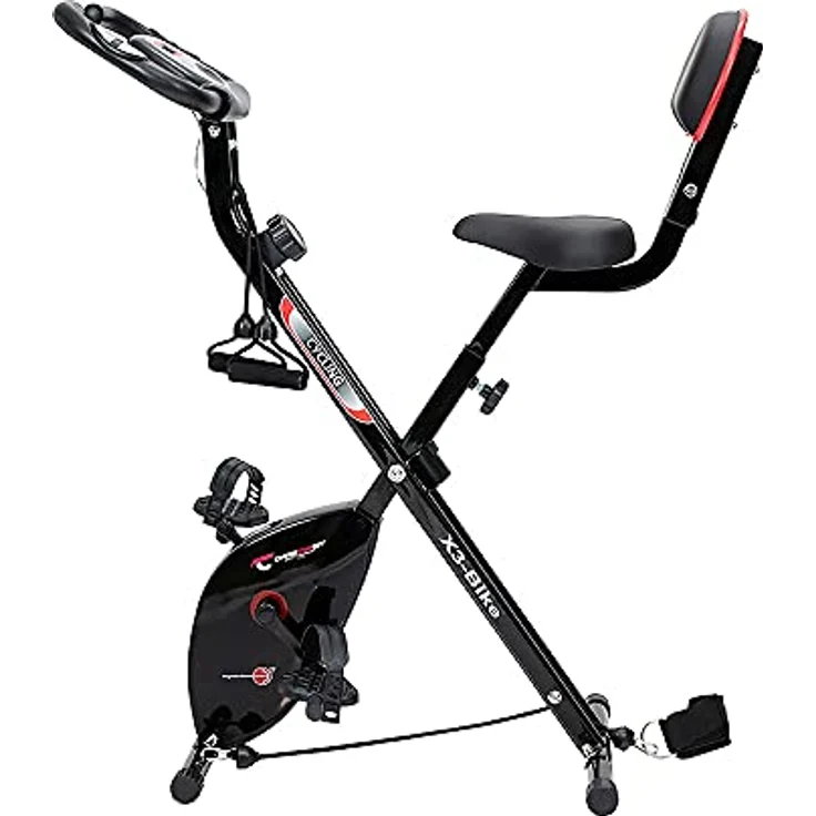 Christopeit Sport Klappheimtrainer X 3 Bike - 8-Stufig, bis 100kg Gewicht, 5kg Magnet-Bremssystem, inkl. Seilzügen, Schwarz – Bild 4
