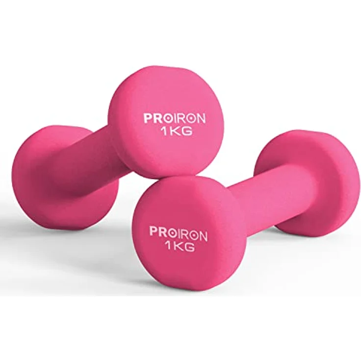 PROIRON Neopren Hanteln Kurzhanteln Frauen Hantelset Kleine Hantel Kurzhantel Set (2er-Set) (Rosa/2×1kg) – Bild 1