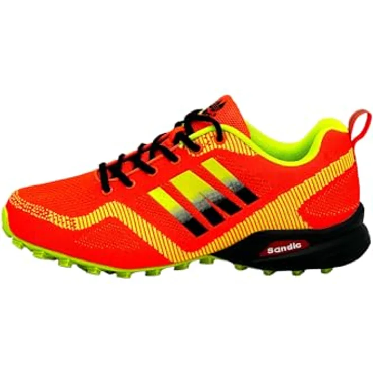 Avior Home Nowalnd Herren Damen Sneaker Laufschuhe, atmungsaktives Obermaterial, rutschfeste Sohle, Orange/Grün, Größe 41