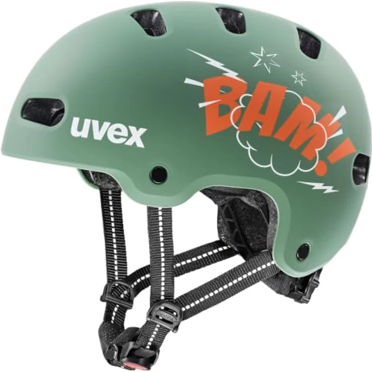Uvex kid 4 style bam, Fahrradhelm für Kinder mit passiver Belüftung, Größenverstellbar, moss green-papaya matt, 55-58 cm – Bild 1