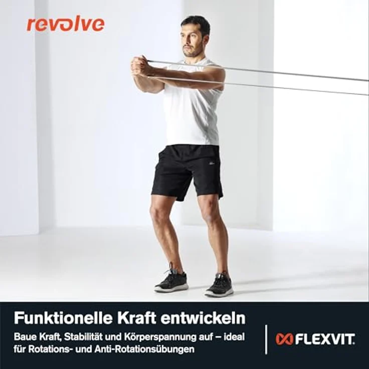 FLEXVIT Revolve Basic, Widerstandsband (Hellgrau) für Rotations- und Anti-Rotationsübungen, Hautfreundlich, Robust und Oeko-Tex zertifiziert – Bild 5