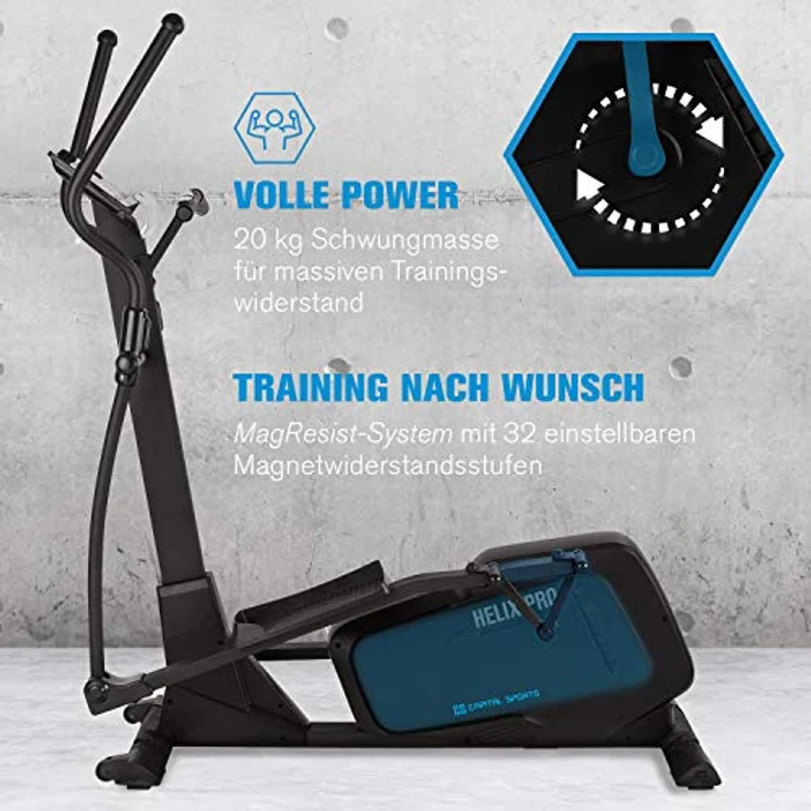 Kraftfit Crosstrainer, Stepper für Zuhause, Fitnessgerät für Zuhause, Hometrainer, Ellipsentrainer mit 20kg Schwungmasse, Leiser Heimtrainer mit 12 Programmme, Kinomap-Applikation & Bluetooth, Schwarz – Bild 3