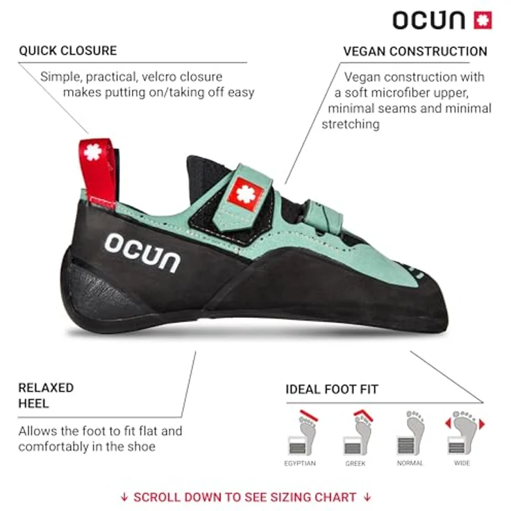 Ocun Striker QC, Damen Kletterschuhe, veganer Allrounder für Halle und Fels, grün, Größe 40 – Bild 2