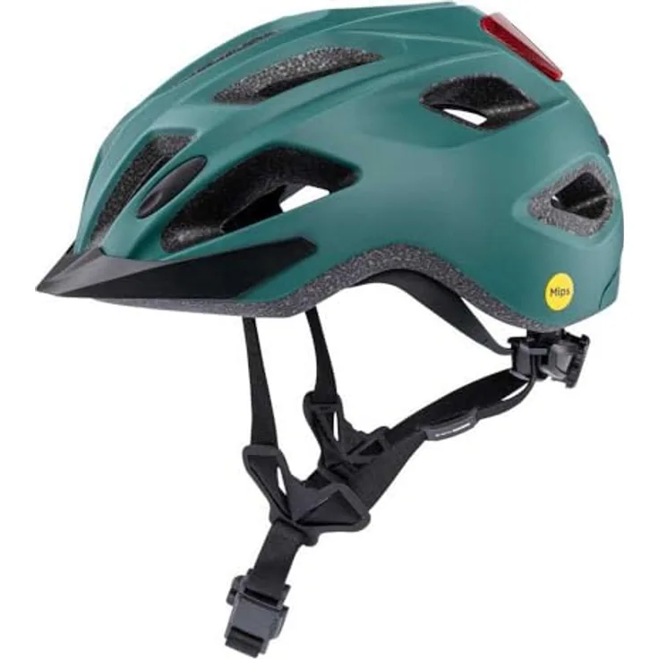 Contec City-Fahrradhelm "Abbey MIPS", grüner Urbanhelm mit MIPS-Technologie, Safety LED und reflektierenden Gurten