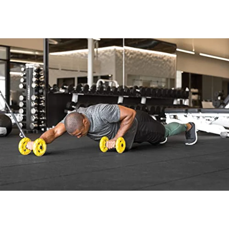SKLZ COREWheels Dynamischer Kraft & Bauchtrainer, Workout Räder, Mit Ergonomischen Schaumstoffgriffen, Gelb/Schwarz – Bild 5