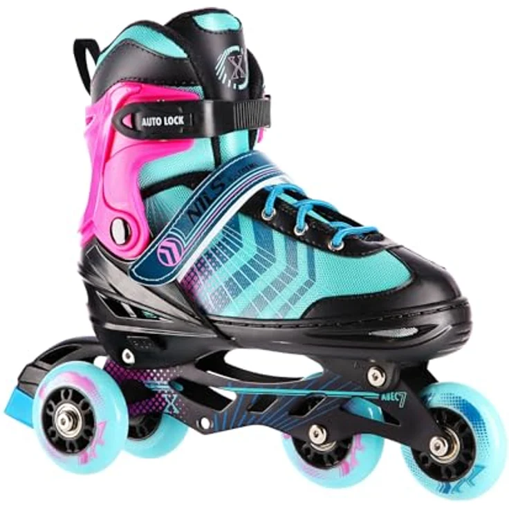 Nils Extreme Nh18192A 4W1 Schwarz/Lila Schlittschuhe Größe M (34-38) mit Hockeyplatte Ersatz – Bild 8