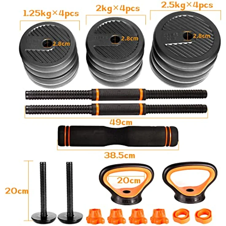 CCLIFE Hanteln Set 2er Kurzhanteln Langhanteln verstellbar 20 30 40kg Hantelset professionell Dumbbell mit Verbindungsstahlrohr Gewichten – Bild 3