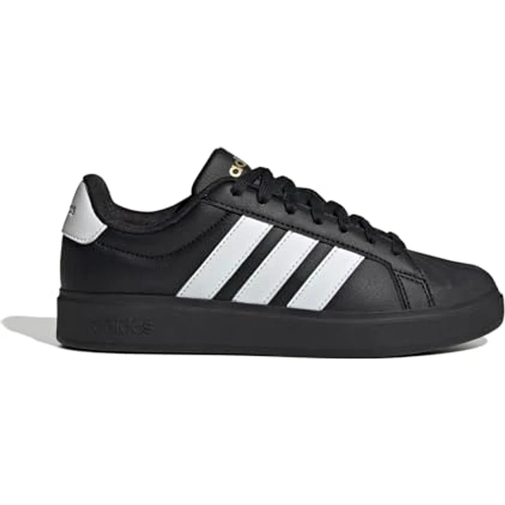 Adidas JR4700_610, Laufschuhe aus Synthetikleder mit Gummi-Cupsohle, Weiß/Core Black/Cloud White/Gold Metallic – Bild 2