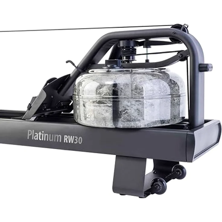 Tunturi Platinum RW30 Rudertrainer - Rudergerät mit XL-Wasserbehälter und 10 Widerstandsstufen - Bluetooth-Monitor - Premium-ergonomischer Griff - Doppelschienensystem - Stahl- und Aluminiumrahmen – Bild 4