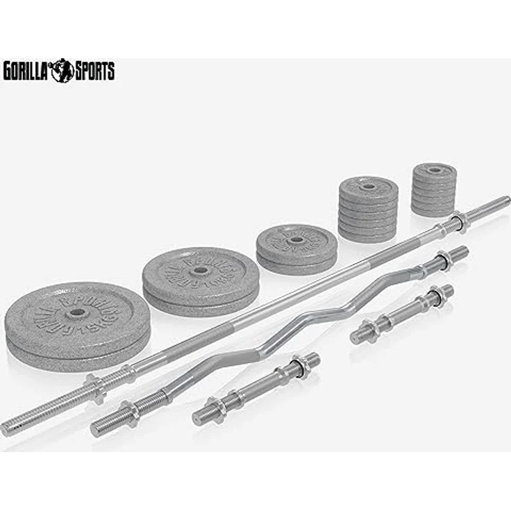 GORILLA SPORTS® Multifunktion Hantelbank - inkl. Hantelset mit 108 kg Gewichten, Verstellbar, mit Langhantel-Ablage, Curlpult, Butterfly, Dip-Station - Trainingsbank, Kraftstation, Schwarz – Bild 2