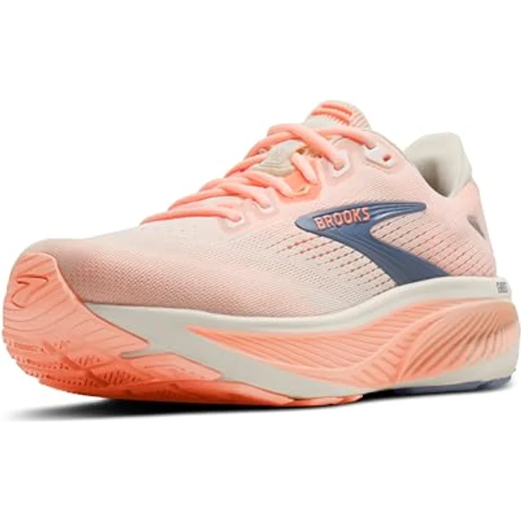 Brooks Ghost 18, Neutrale Laufschuhe für Damen mit DNA LOFT-Mittelsohle, Star White/Cyber Peach/Grey, Größe 40 – Bild 1