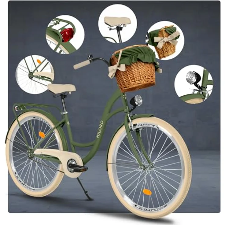 Milordbikes City-Fahrrad, Grün, Metall, 46 cm, leichtgängige 700C Reifen, 17 kg, inkl. Träger und Werkzeug – Bild 7