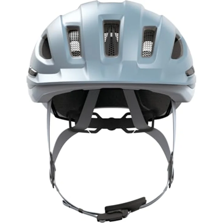 ABUS Stadthelm Urban-I 4.0 ACE, Fahrradhelm mit aufladbarem Rücklicht, 4 Leuchtmodi, Schirm, Zopf-Öffnung, magnetischem Verschluss, Größe L, blau – Bild 2