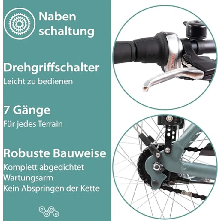 TRETWERK - 28 Zoll E-Bike Herren Pedelec - Mystic grau - E-Citybike Herrenfahrrad mit 7 Gang Shimano Nexus Nabenschaltung - Elektrofahrrad mit Frontmotor 250W, 36V – Bild 5