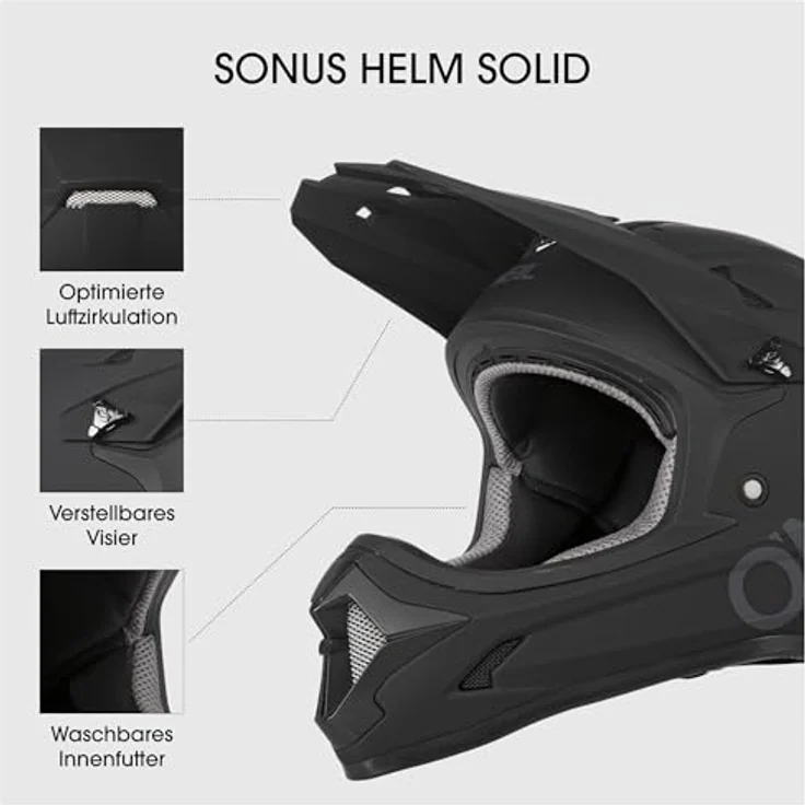 Oneal Sonus Solid - Fullface Helm - Schwarz 59 - 60 cm – Bild 6