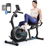 MERACH Liegeergometer S08 für Zuhause mit 8 verstellbaren Widerstandsstufen, Smart Bluetooth, LCD-Display und Herzfrequenzsensoren, schwarz