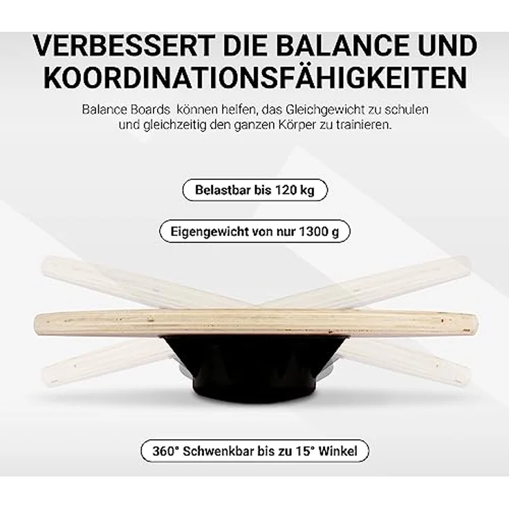 MSPORTS Balance Board aus Holz 39 cm Durchmesser inkl. Balance Übungsposter + Workout App GRATIS Therapiekreisel Physiotherapie Wackelbrett – Bild 4