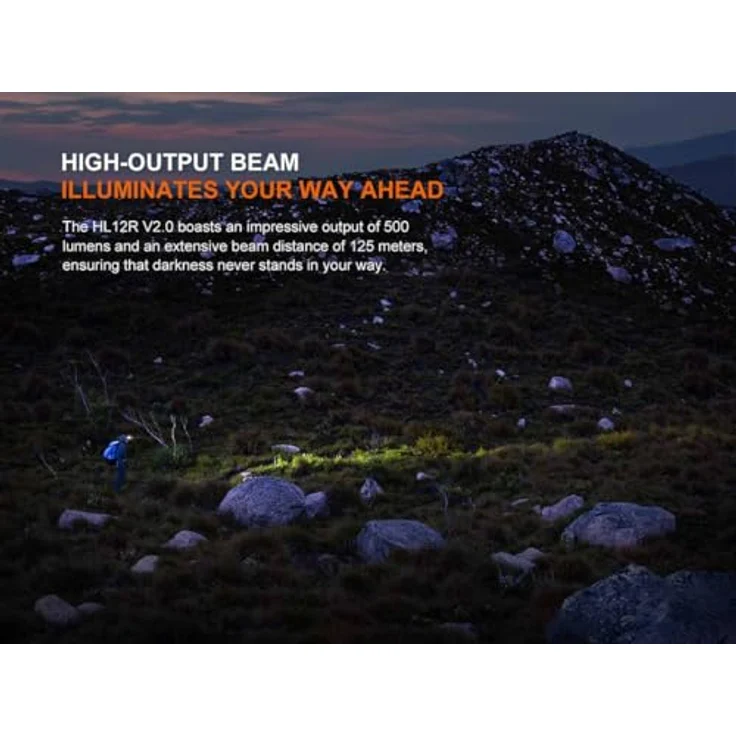 Fenix HL12R V2.0, Lila Wiederaufladbare Outdoor Stirnlampe mit 500 Lumen, 125 m Reichweite, 112 Stunden Akkulaufzeit, IP66, mit weißem und rotem Strahl – Bild 3