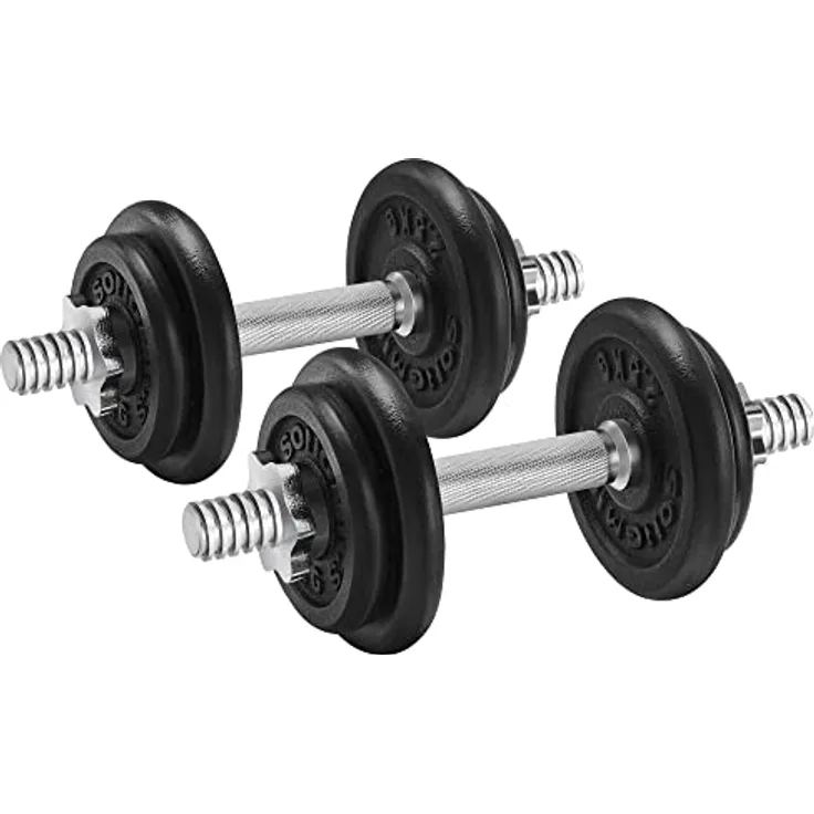 SONGMICS Hanteln, Hantelset aus Gusseisen, 2 x 10 kg, verstellbar, für Männer und Frauen, Workout, Fitnesstraining, Gewichtheben für Zuhause, Fitnessstudio, schwarz SYL20T