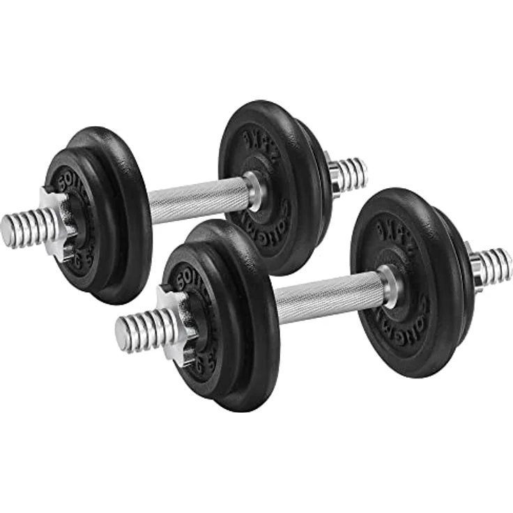 SONGMICS Hanteln, Hantelset aus Gusseisen, 2 x 10 kg, verstellbar, für Männer und Frauen, Workout, Fitnesstraining, Gewichtheben für Zuhause, Fitnessstudio, schwarz SYL20T – Bild 1
