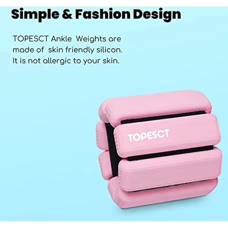 TopEsct Verstellbare Handgelenkgewichte – Set mit 2 Stück (je 0,9 kg) | Langlebiges tragbares Handgelenk- und Knöchelgewichte für Yoga, Tanz, Barre, Pilates, Cardio, Aerobic, Walking – Bild 3