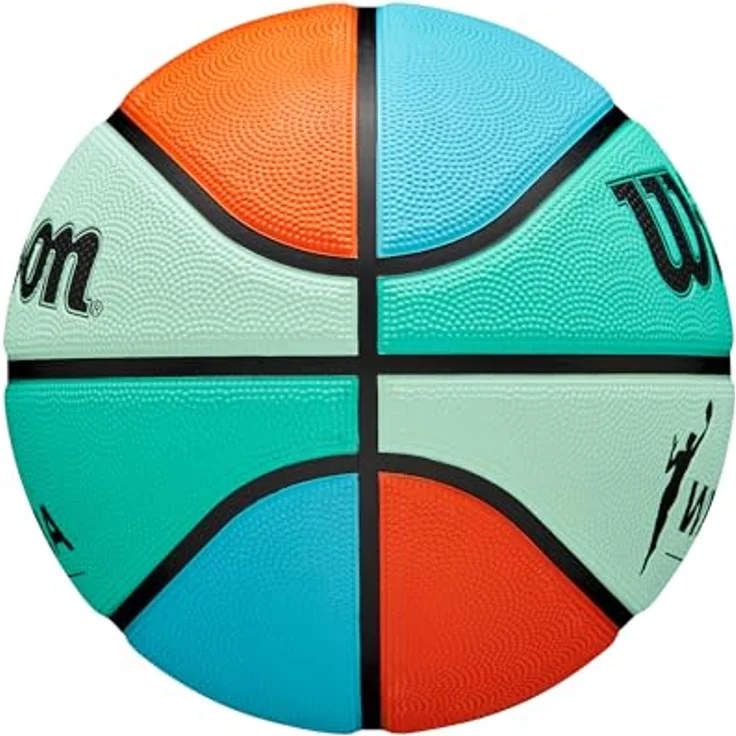 Wilson WNBA DRV Bright Basketball, mit tiefen Rillen und Performance-Oberfläche, optimierte Luftspeicherung, Farbe: Orange/Türkis, Größe: 6 – Bild 4