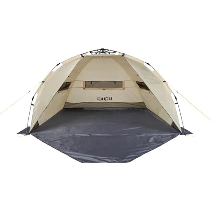 Uquip Speedy Strandzelt und Strandmuschel, 2.50 kg, beige und grau, mit Schnellaufbausystem und stabiler Fiberglasstruktur – Bild 4