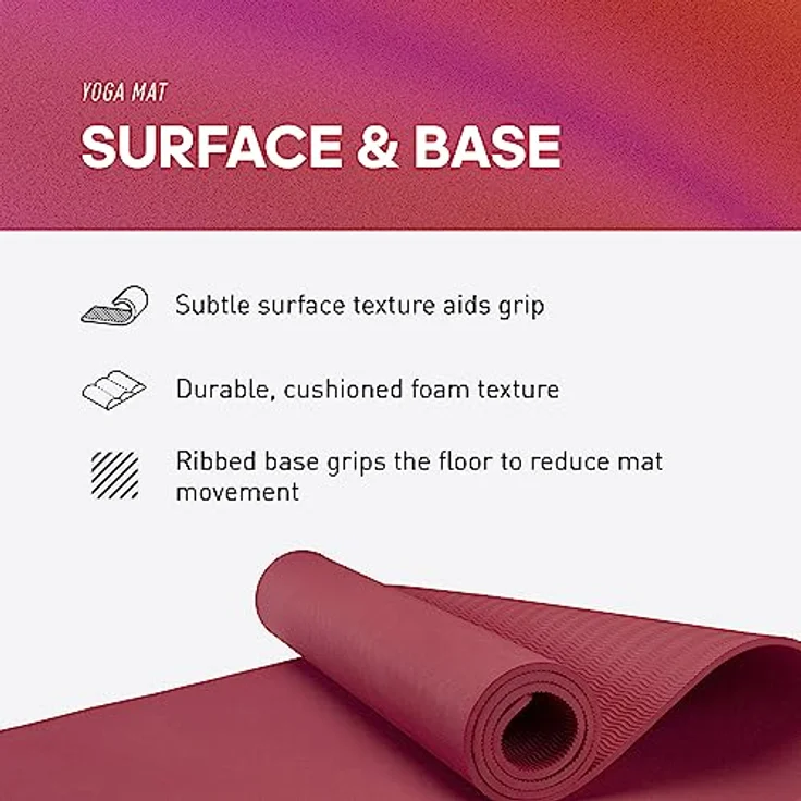 Adidas Yoga Mat - 8mm - Mystery Ruby, rutschfeste Yogamatte für optimale Dämpfung und Traktion – Bild 2