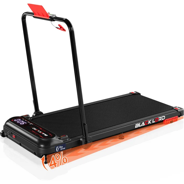 BLACK LORD X7-H Laufband, 3,0 PS Motor, 1-15 KM/H, Bluetooth App Steuerung, 3 Stufen Neigung, 390 mm Laufband, Schwarz