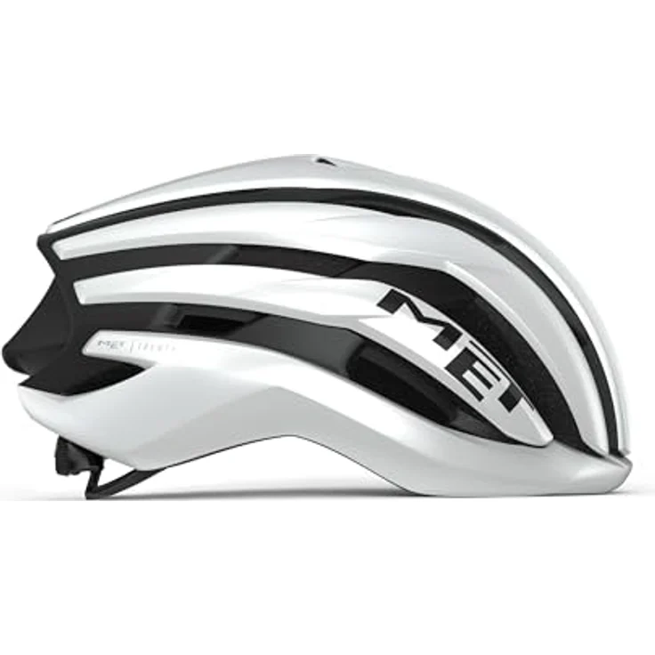 MET Trenta MIPS, Fahrradhelm für Rennradfahrer mit 7 % geringerem Luftwiderstand, White Black/Matt Glossy, Größe L (58-61 cm) – Bild 3
