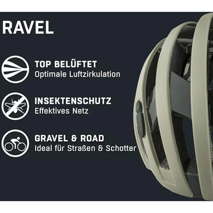 Alpina Ravel Mojave-Sand Matt, Fahrradhelm für Gravel, höhenverstellbares Run-System, antibakterielles Interior, Made in Germany – Bild 2