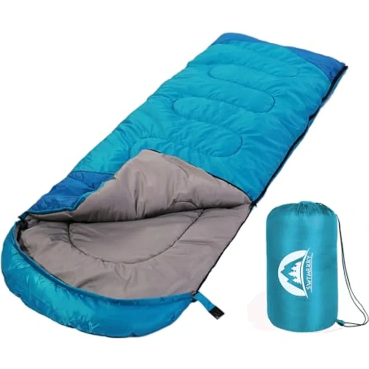 SWTMERRY Schlafsack für 3-4 Jahreszeiten, wasserdicht und atmungsaktiv, für warmes und kühles Wetter, leicht, ideal zum Wandern und Campen – Bild 1