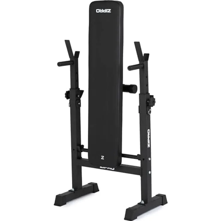 Zipro Bankdrücken Bank Core, Fitnessbank mit verstellbaren Hantelablagen, klappbar Bench Press, Drückerbank mit Liegestützgriffen, Gesamtbelastbarkeit 230kg, Kraftstation ohne Stange – Bild 2