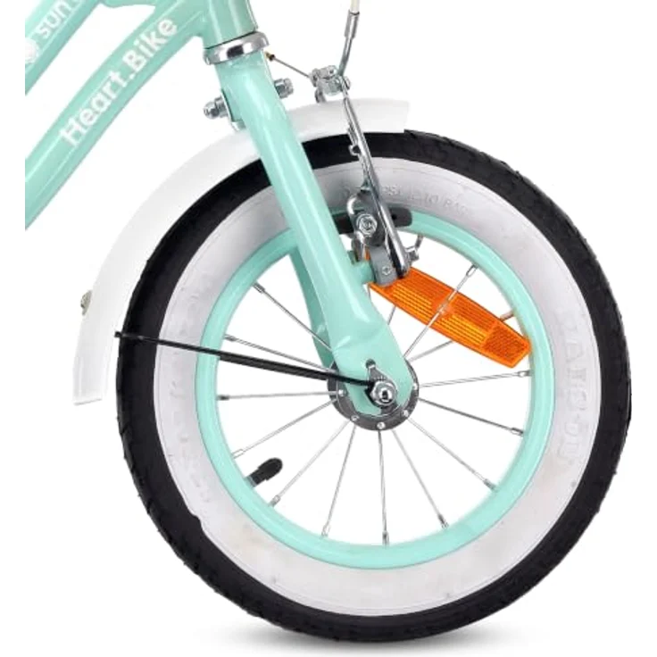 Sun Baby Kinderfahrrad Heart Bike, 12 Zoll mit Zusatzrädern und Schubstange, Türkis – Bild 4