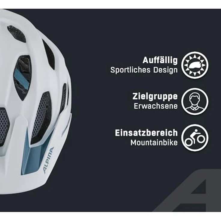 ALPINA Carapax 2.0 Fahrradhelm, leicht & stabil mit Fliegennetz, antibakteriellen Polstern, für Erwachsene, White Pebble Blue matt, 52-57 cm – Bild 3