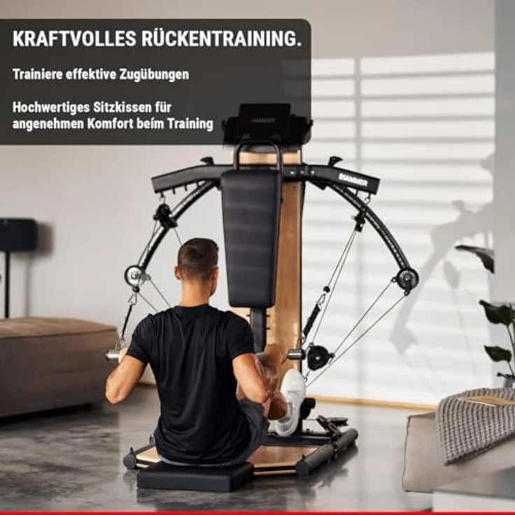 HAMMER Kraftstation BioForce MX NorsK, Fitnessstation für zu Hause, mit TNT-Widerstandstechnologie, Fitness-Tower mit 125 kg Zuggewicht, über 80 Übungen, Holz-Design - Preisvergleich – Bild 2