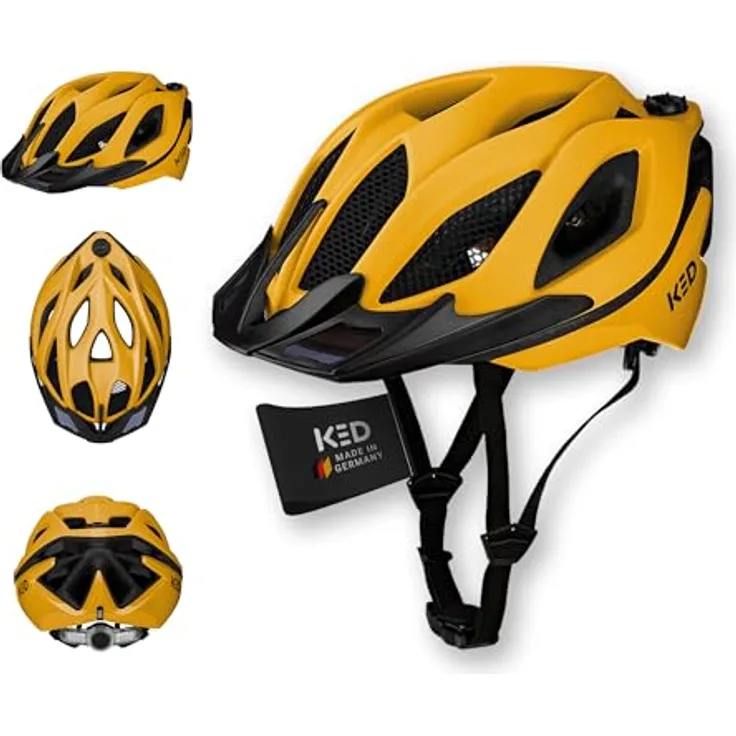 KED Spiri II Trend Allround Fahrradhelm mit LED Licht, Reflektor, optimierter Belüftung und K-FIT System, Farbe: Amber Matt, Größe: 55-61 (L)