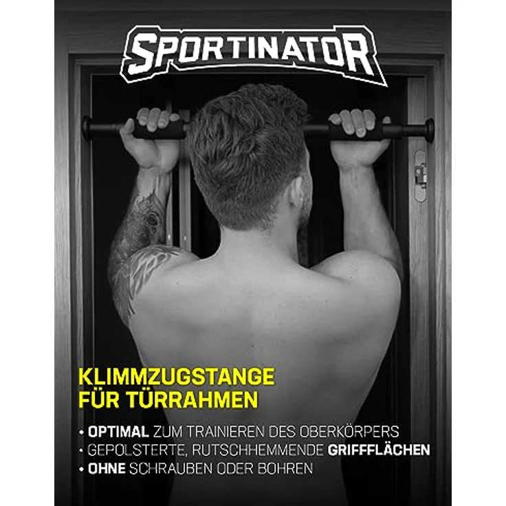 SPORTINATOR® Klimmzugstange zum Einspannen im Türrahmen, für dein Home-Gym. Länge 60–102 cm, kompakt, sicher & schnell ohne Bohren, belastbar bis 150 kg – Bild 3