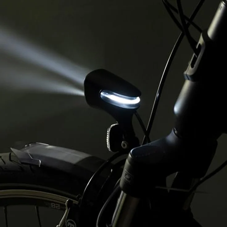 Prophete LED-Batteriescheinwerfer 50 Lux, Montage am Schaft, seitliche Sicherheit, leuchtendes Prophete Logo - Kinderfahrrad Zubehör - blau – Bild 7