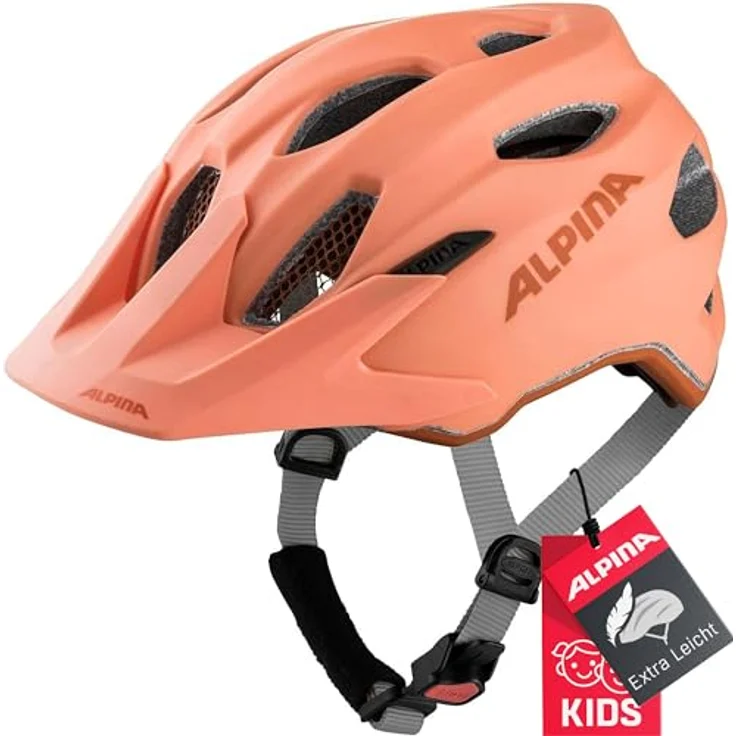 Alpina Junior Carapax Peach Matt, Größe 51 - 56 cm - Fahrradhelm, Farbe Orange – Bild 2