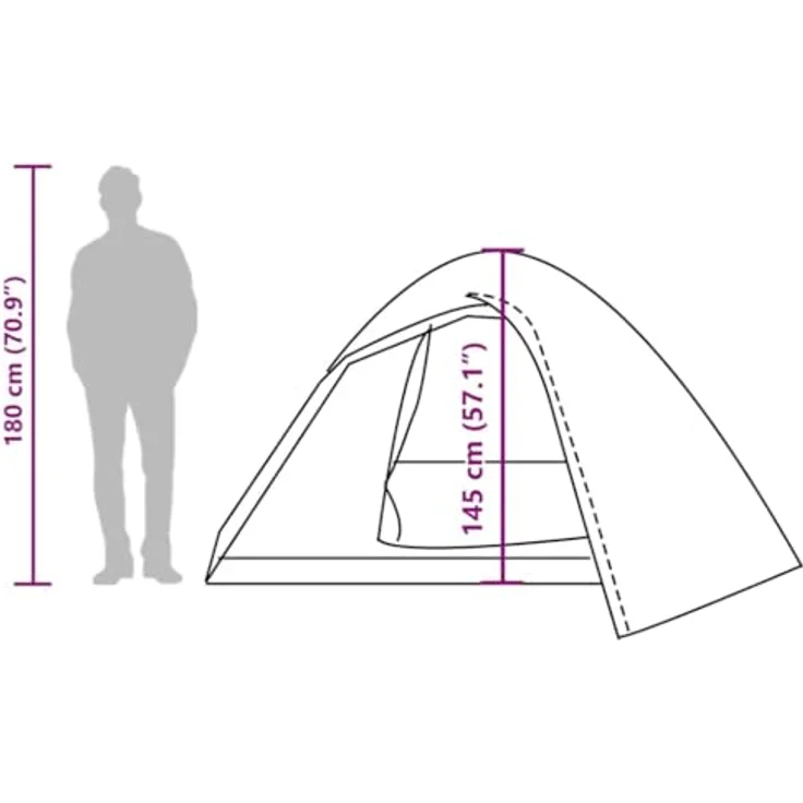 vidaXL Kuppel-Campingzelt 4 Personen Olivgrün, wasserdichtes Zelt mit Insektenschutz, abnehmbarem Überzelt und E-Anschluss – Bild 4