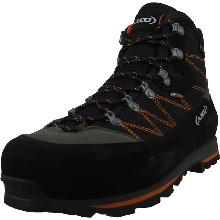 AKU Trekker Lite 3 Wide GTX, Wanderschuhe für Herren in Schwarz/Orange, GORE-TEX® Futter, Vibram® Sohle, UK 8 - EU 42