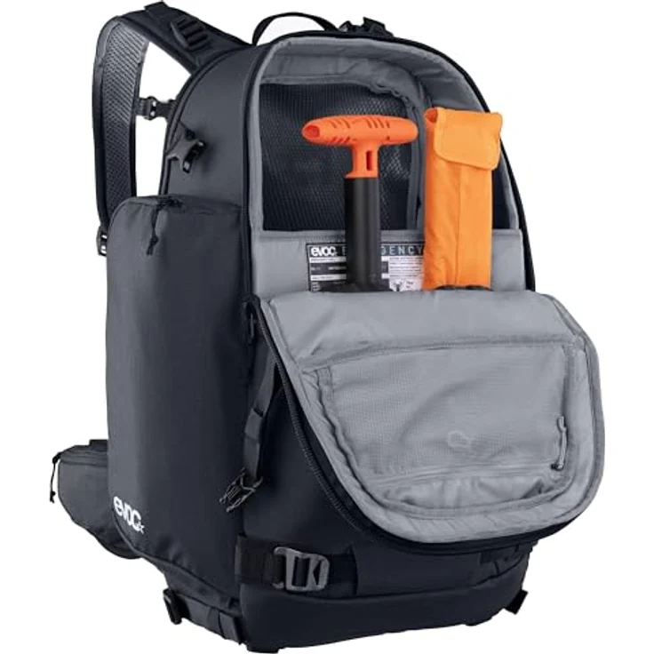 EVOC CP 26 Sportrucksack, ideale Fototasche mit verstellbarem Hüftgurt, Kleinteilfächern und Lawinenausrüstung (Schwarz) – Bild 4