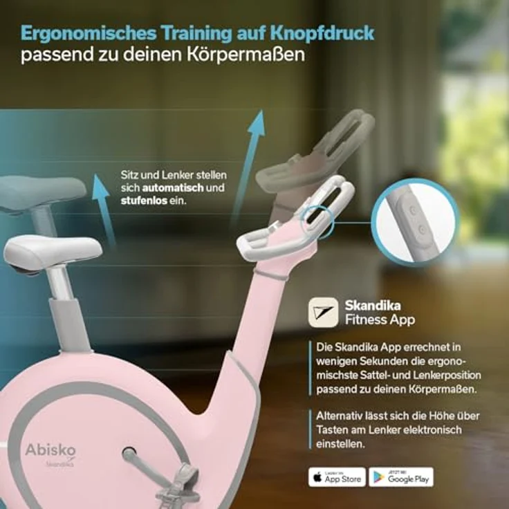 Skandika Ergometer Abisko Weltneuheit | Premium EMS-Widerstand, Smarter Heimtrainer App Steuerung, Automatische Lenker & Satteleinstellung, 36 Widerstandsstufen | Fahrrad Hometrainer für Zuhause – Bild 3