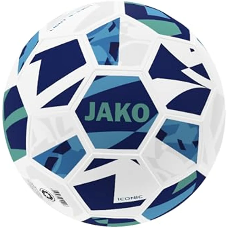 JAKO Lightball Iconic, Fußball Größe 5, weiß/Navy/Mint, 290g, Hybrid-Technologie, 32-Panel-Design – Bild 1