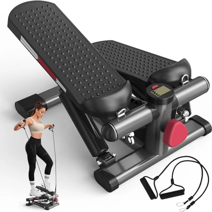 JASPORT ST1 Mini-Stepper für Zuhause, 2-in-1 Up-Down Swing Stepper mit Power Ropes, LCD-Display, Einstellbarer Widerstand, Bein- und Armtraining, Leise und Kompakt, Maximale Belastung 100 kg – Bild 1